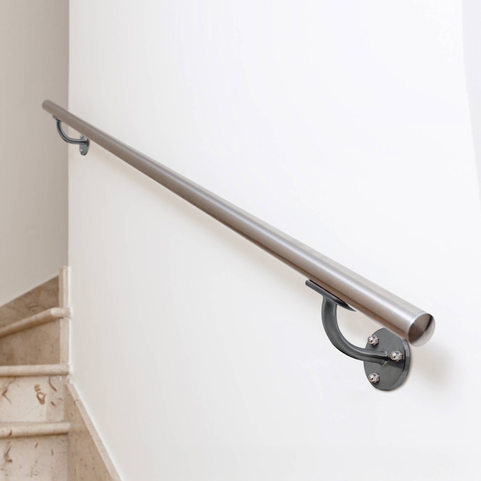 Carinya 70 x 90 x 95mm Black Nickel Steel Flat Top Curved Handrail Bracket