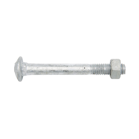 Zenith M8 x 70mm Hot Dipped Galvanised Cup Head Bolt and Nut - 4.6 Grade Steel, Each