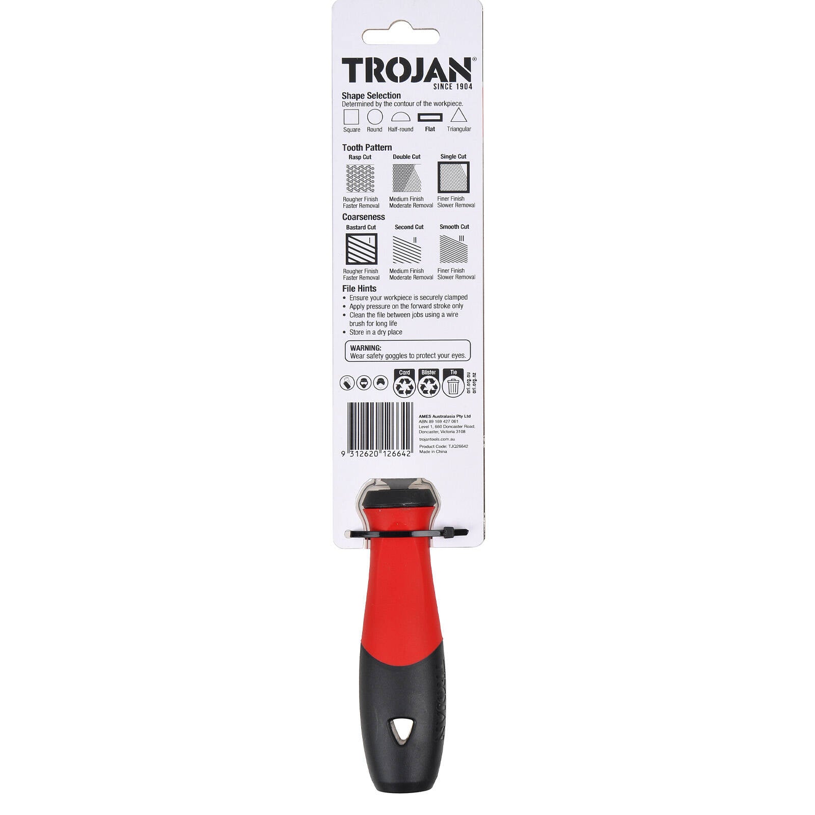 Trojan 150mm Bastard Cut Flat File for Fast Shaping and Smoothing