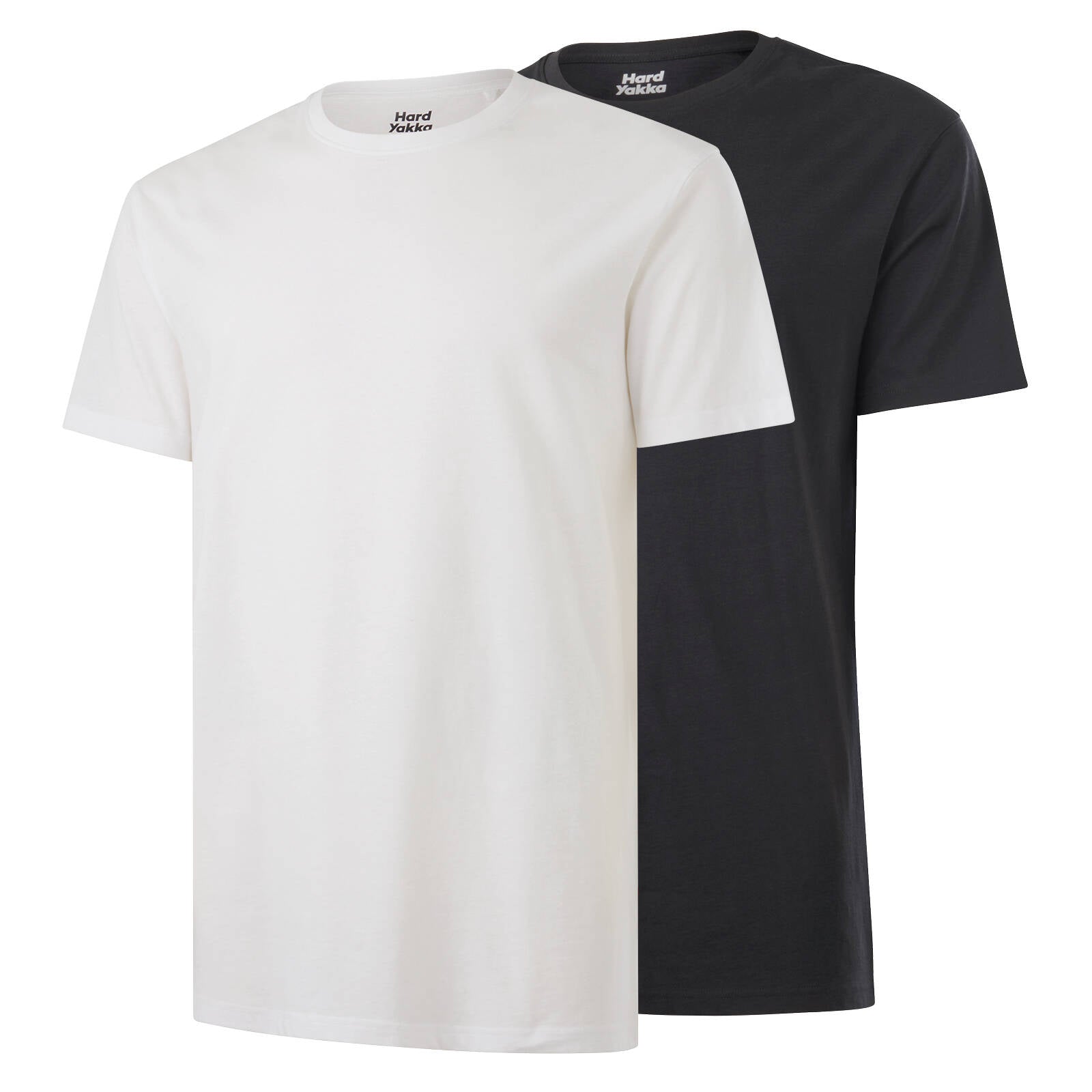 Hard Yakka White & Charcoal Core Tee 2 Pack, Australian Cotton 160gsm, Men's Size M