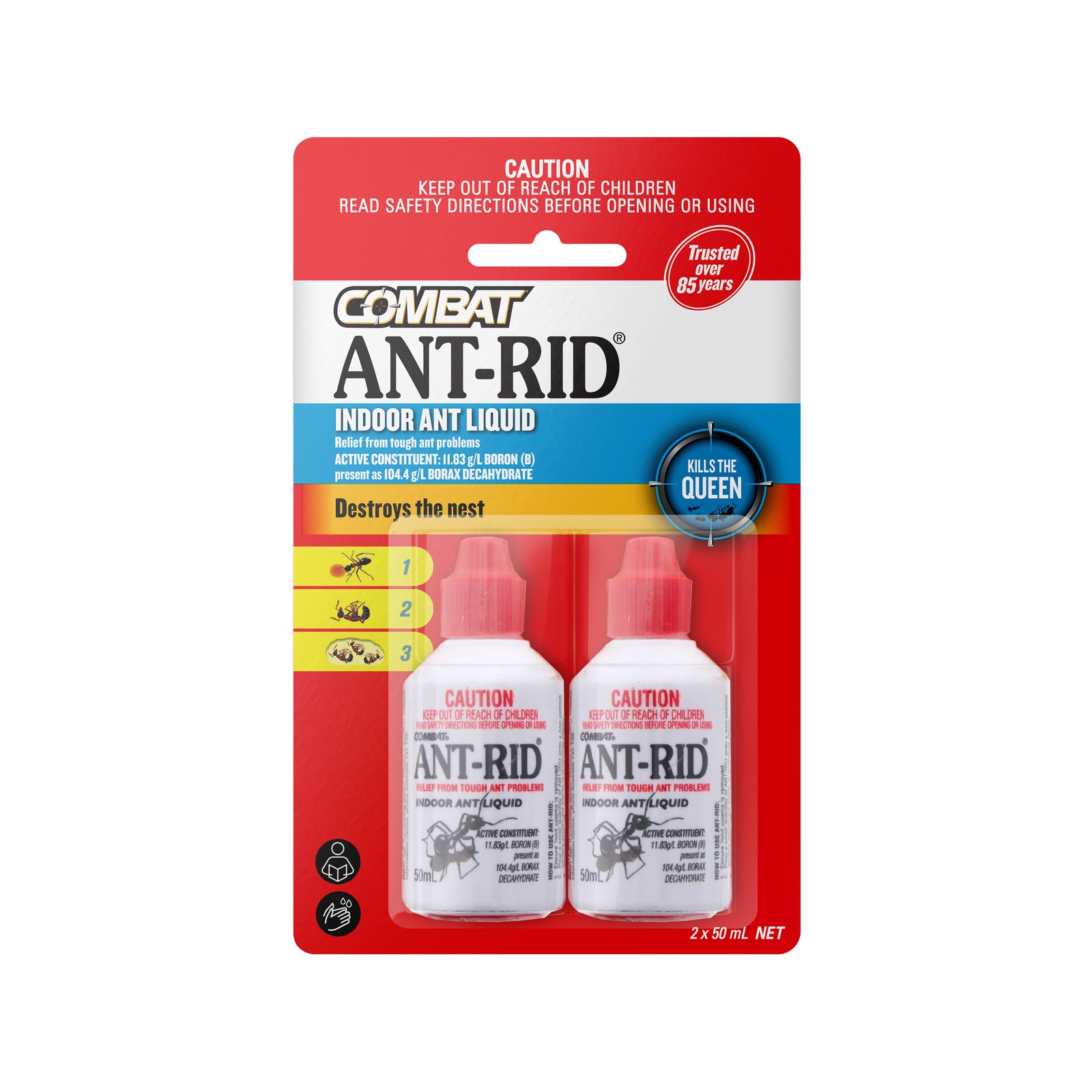 Combat Ant-Rid Insecticide 50ml 2 Pack - Honey & Borax Indoor Ant Liquid