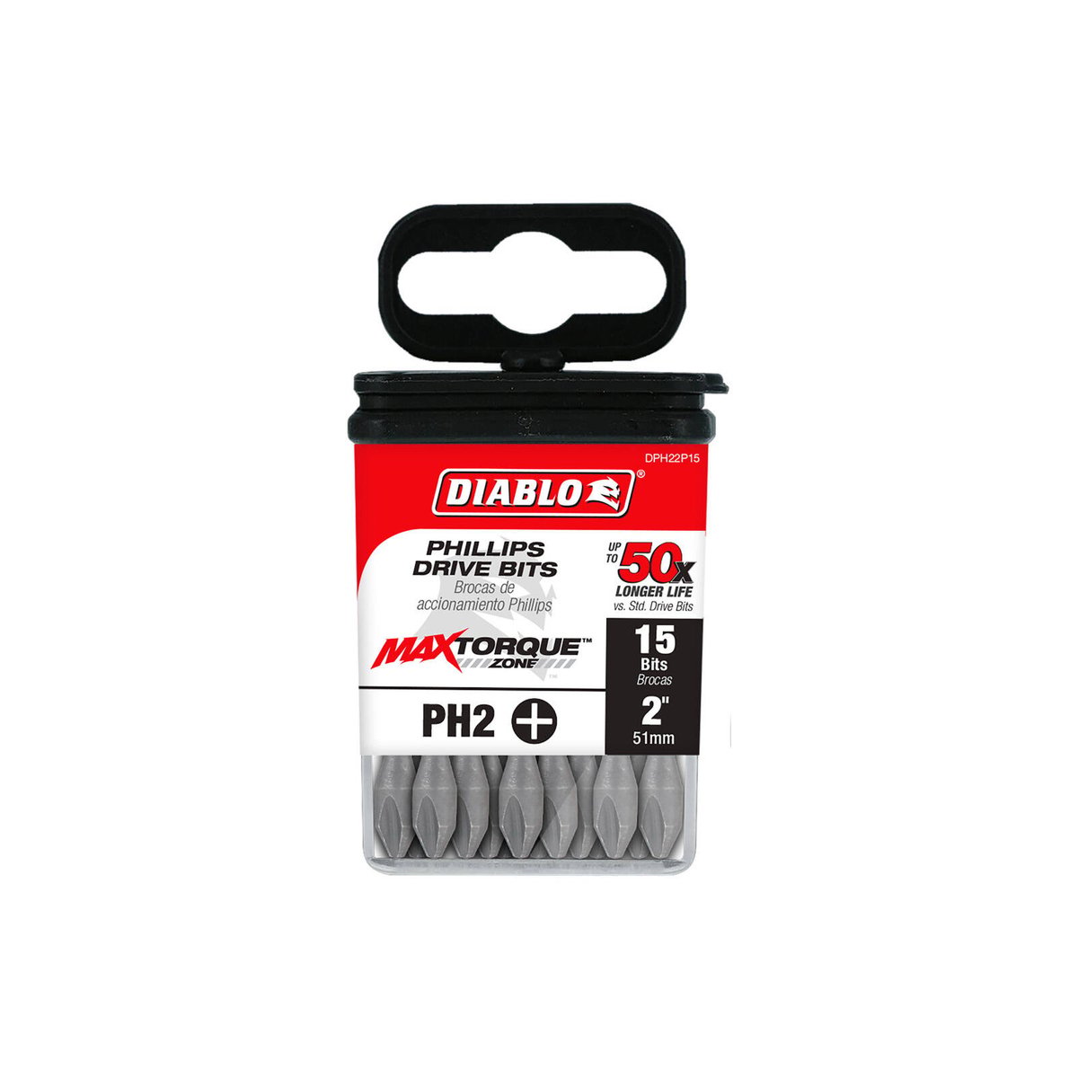 Diablo PH2 #2 Phillips 2" Power Screwdriver Bit 15 Pack