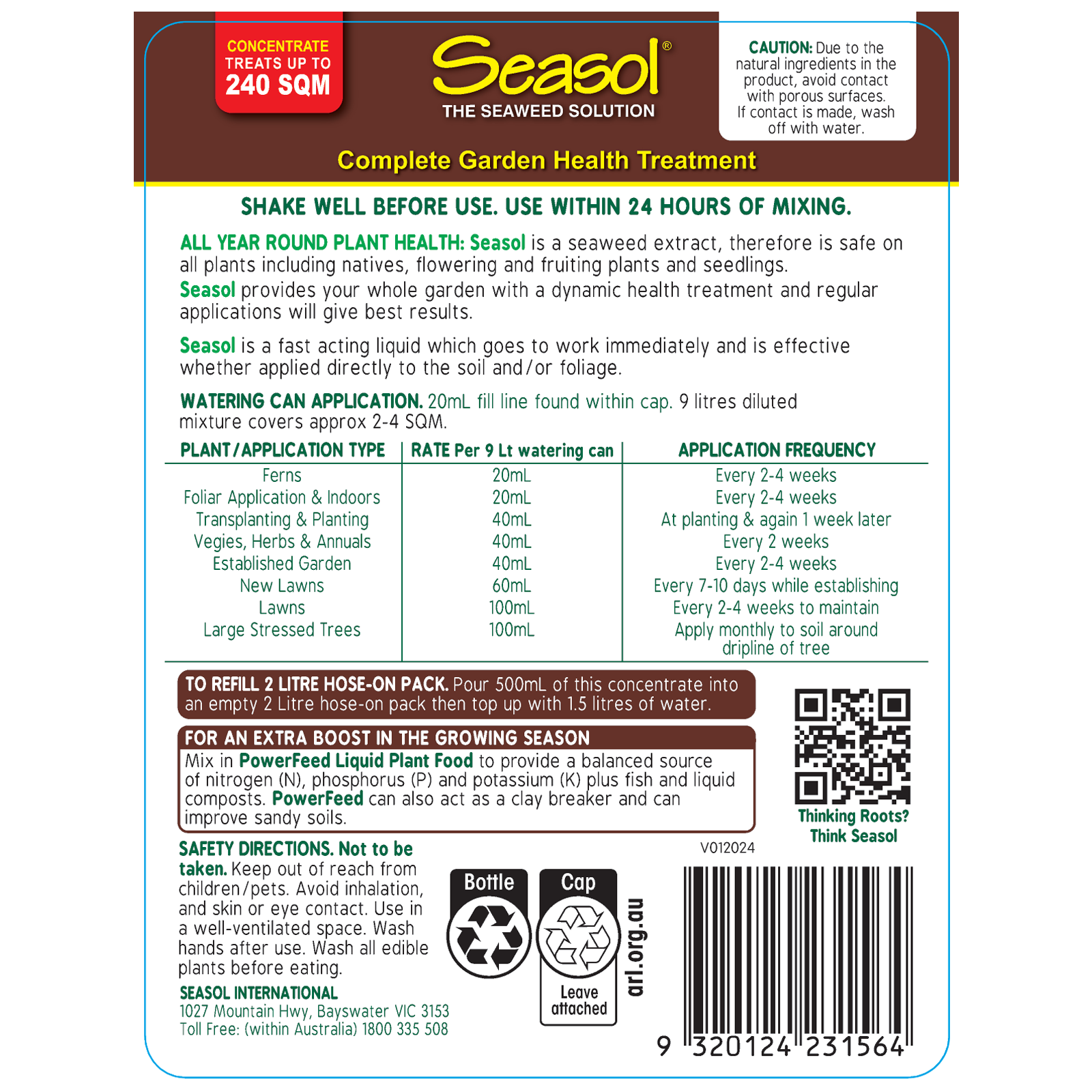 Seasol Seaweed Health Tonic Concentrate 1.2L