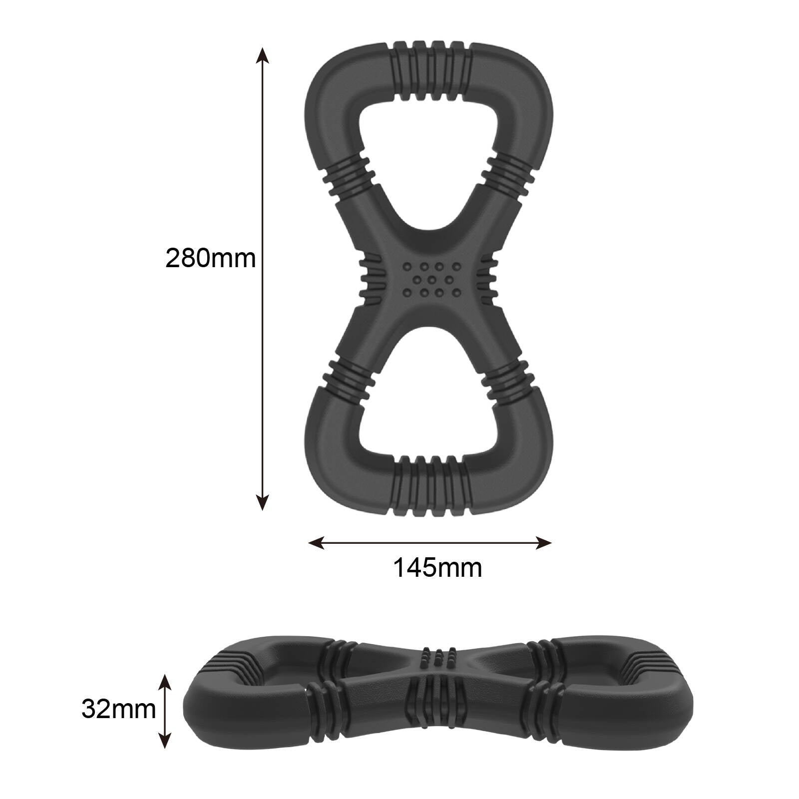 Gladiator Large Black Rubber Tug Dog Toy - Tough Interactive Chew