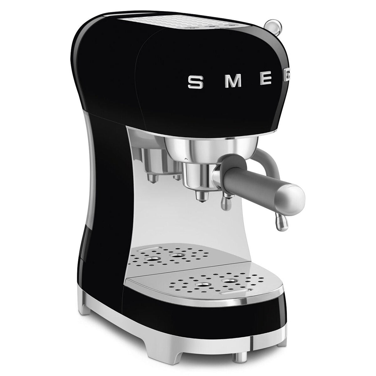 Smeg 50s Style Espresso Coffee Machine - 15 Bar, ThermoBlock, Steam Wand, Black - ECF02BLAU