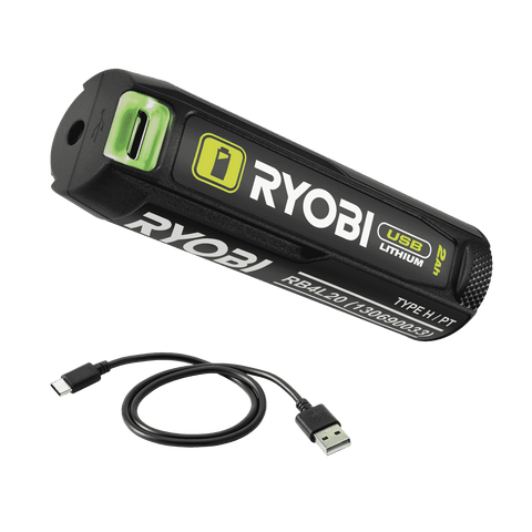 Ryobi USB Lithium 2Ah Battery and Power Bank RB4L20 with LED Charge Gauge