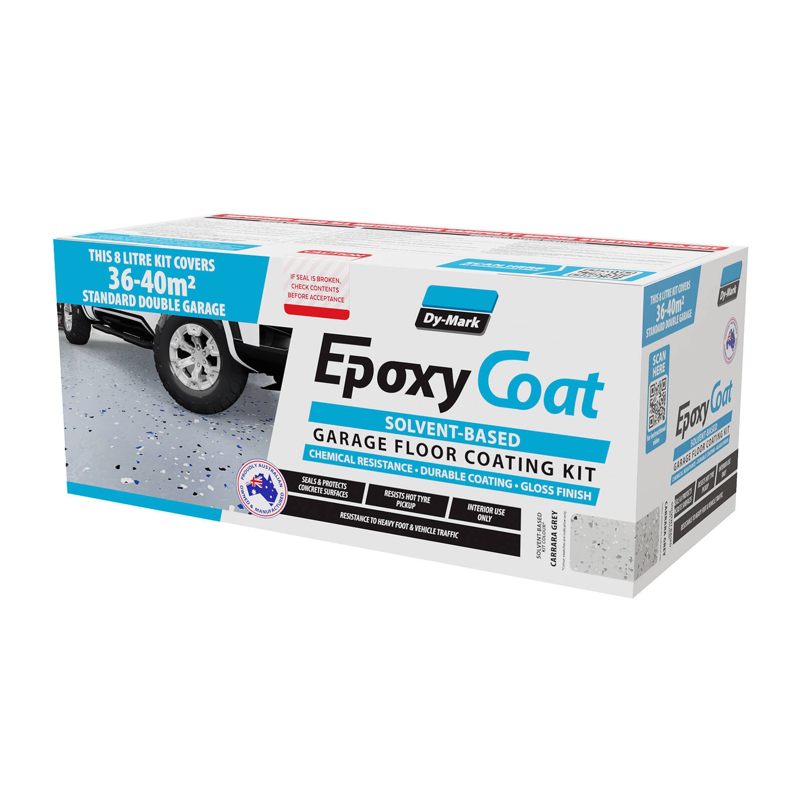 Dy-Mark 8L Carrara Grey Epoxy Coat Garage Floor Kit Indoor 36m2 Coverage