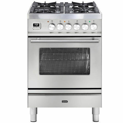 ILVE 60cm Professional Plus Dual Fuel Oven/Stove - 15 Functions, Wok Burner, Steam Release - P06DWE3SS