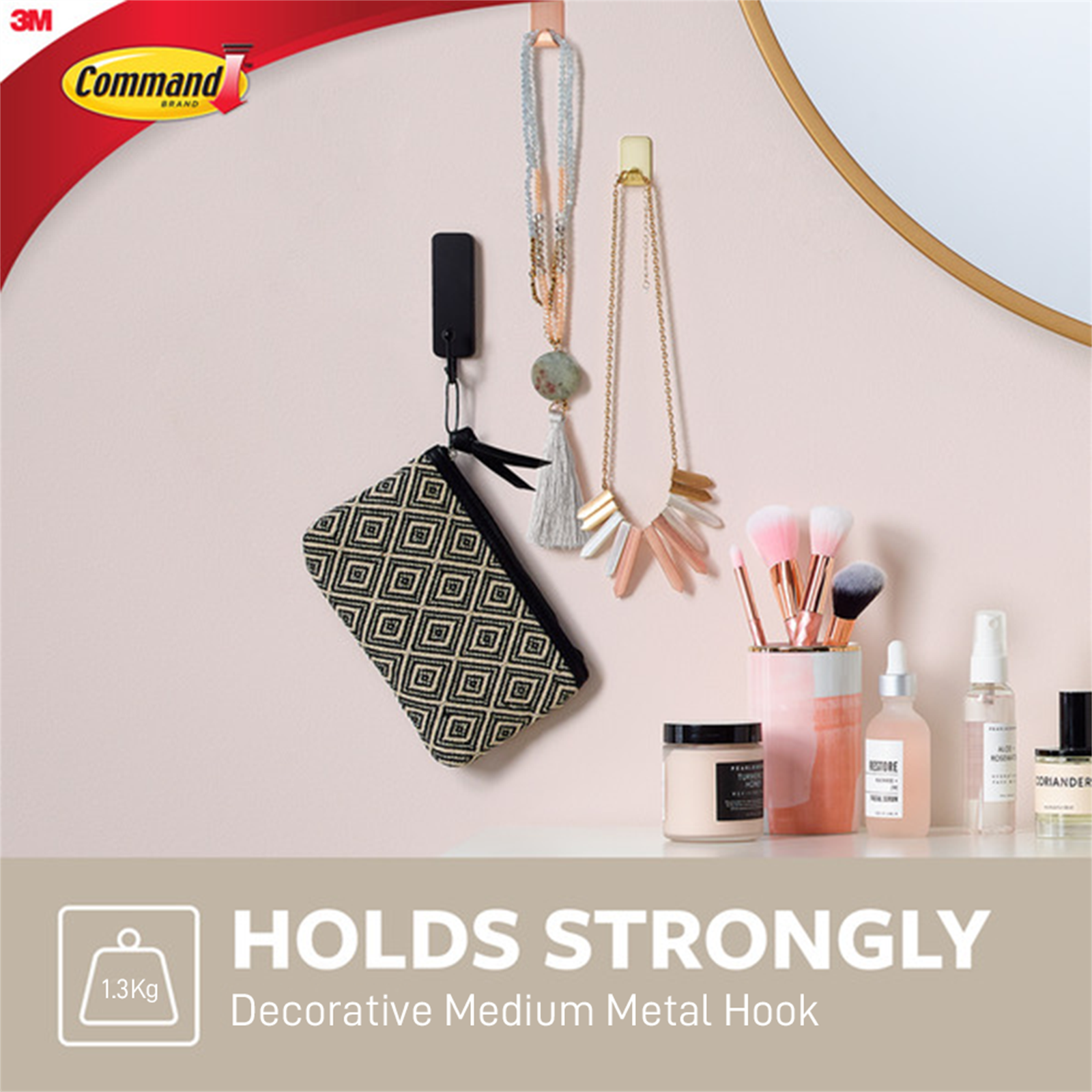 Command Medium Matte Black Single Hook Plastic Adhesive 1 Pack