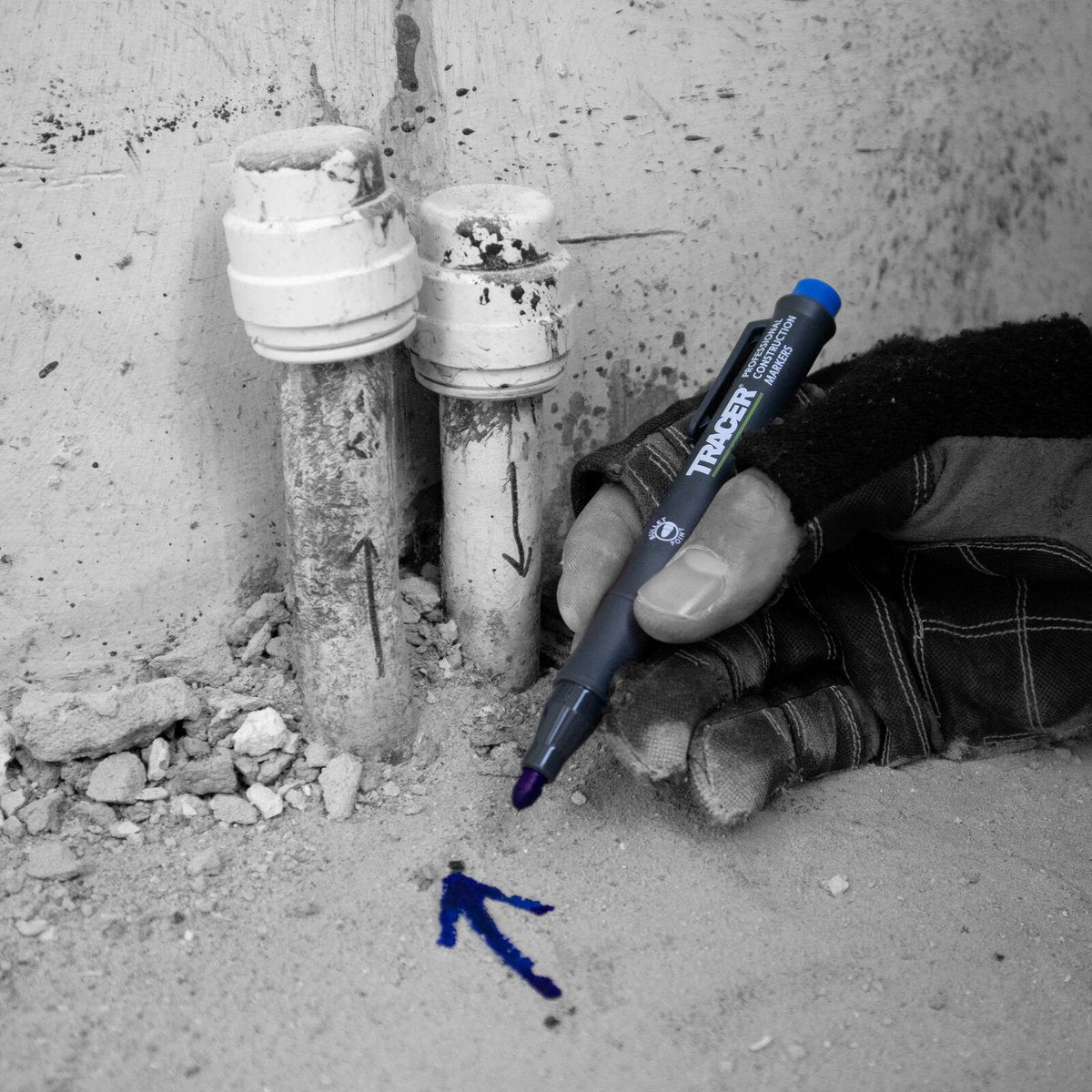 TRACER Blue Clog Free Marker for Tiles, Concrete & Glass