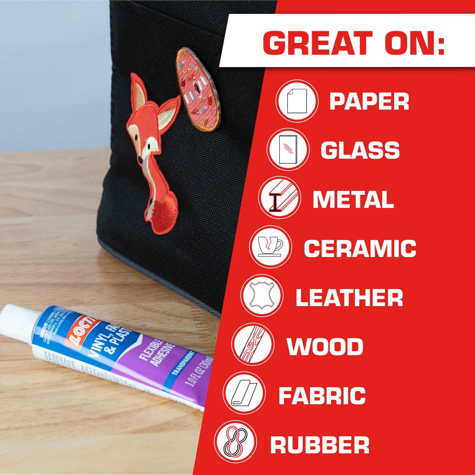 Loctite 30ml Vinyl, Fabric and Plastic Flexible Adhesive, Dries Clear