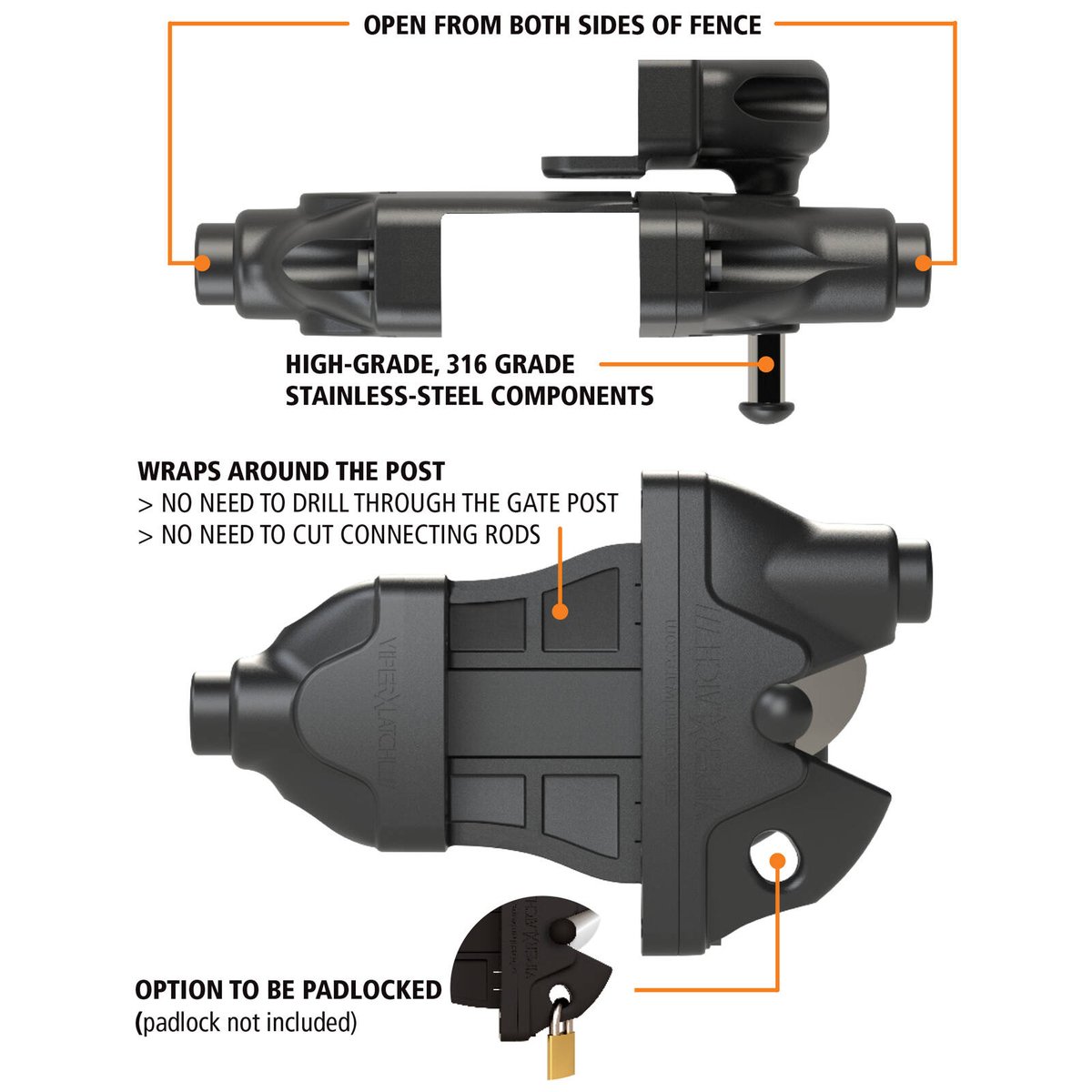 ProtectorAl G8Safe Double Sided Gravity X Gate Latch - 100.5mm x 126mm - Durable Design - SuperSaverAU - view 2