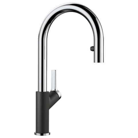 Blanco Carena Pull-Out Mixer Tap - Anthracite and Chrome - 190° Swivel High Arch Spout - CARENASA