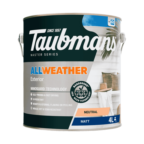 Taubmans 4L Neutral Matt All Weather Exterior Paint Water Based UV Resistant