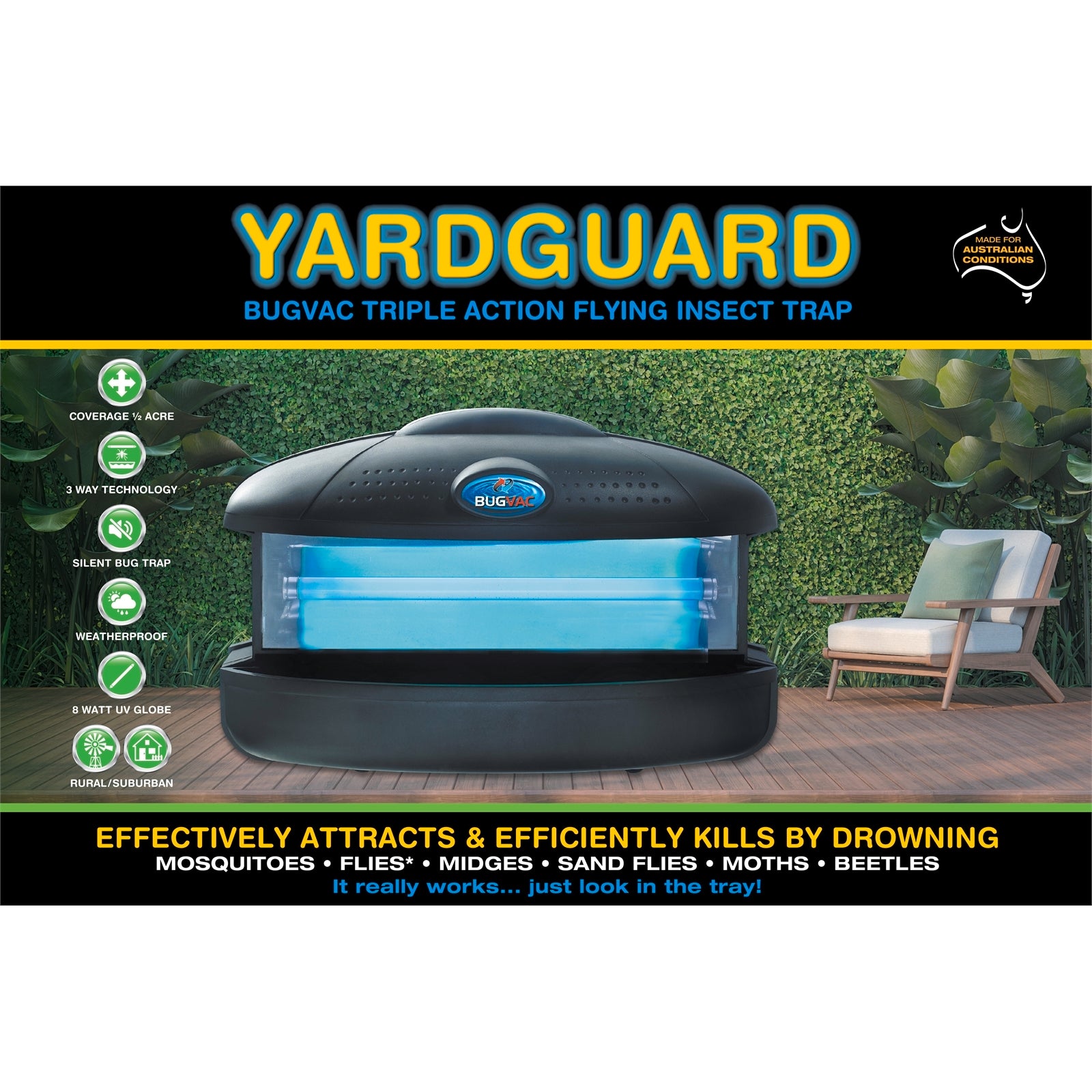 Yard Guard Bug Vac Flying Insect Trapper - Indoor & Outdoor