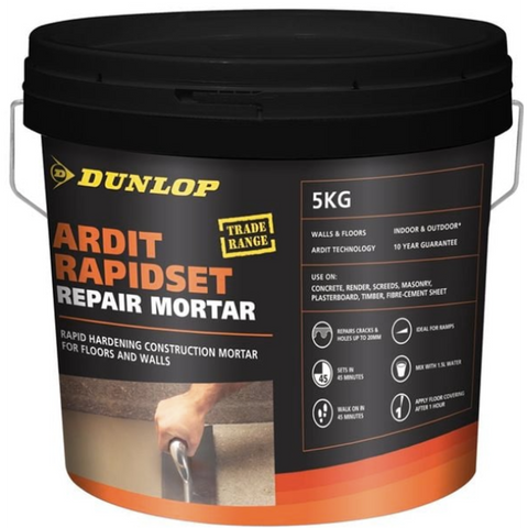 Dunlop Ardit Rapidset Repair Mortar 5kg, Rapid Hardening Cement Mix