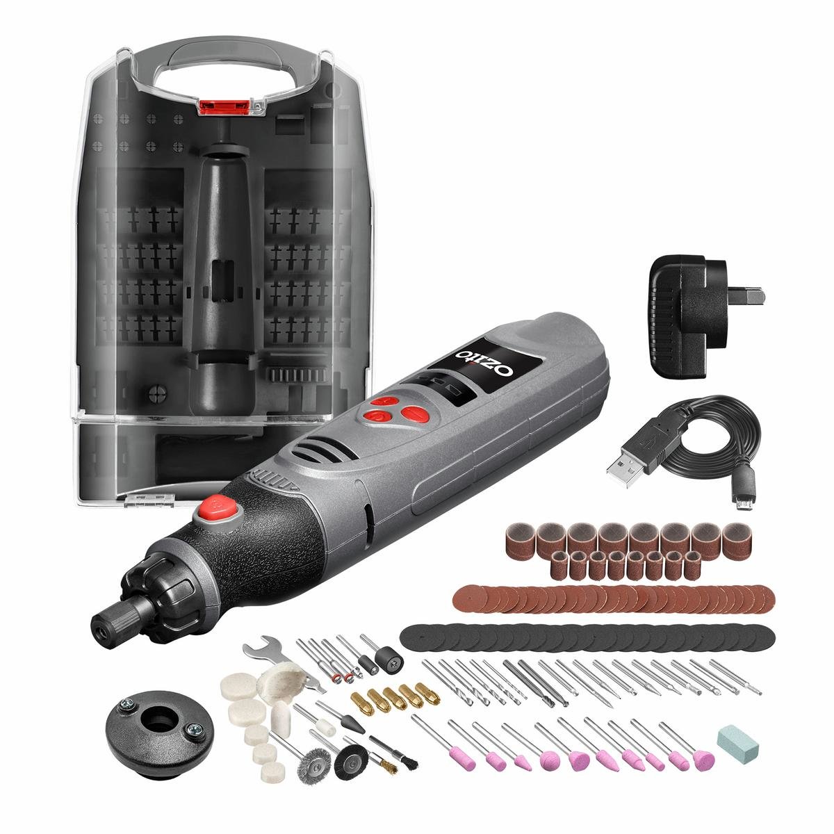 Ozito 3.6V Lithium Ion Cordless Rotary Tool - 118 Piece Accessory Kit - Compact - Variable Speed - SuperSaverAU - view 1