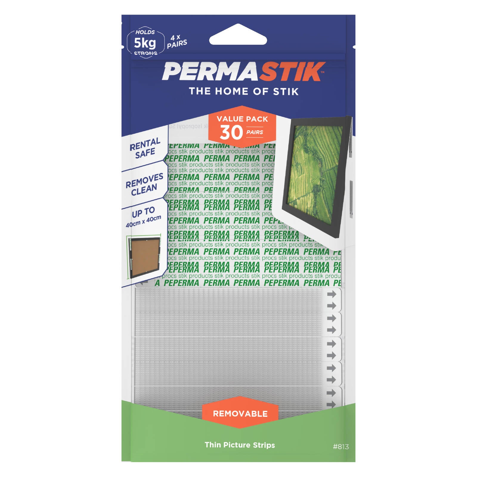 Permastik Thin Self-Adhesive Picture Strips - 30 Pairs