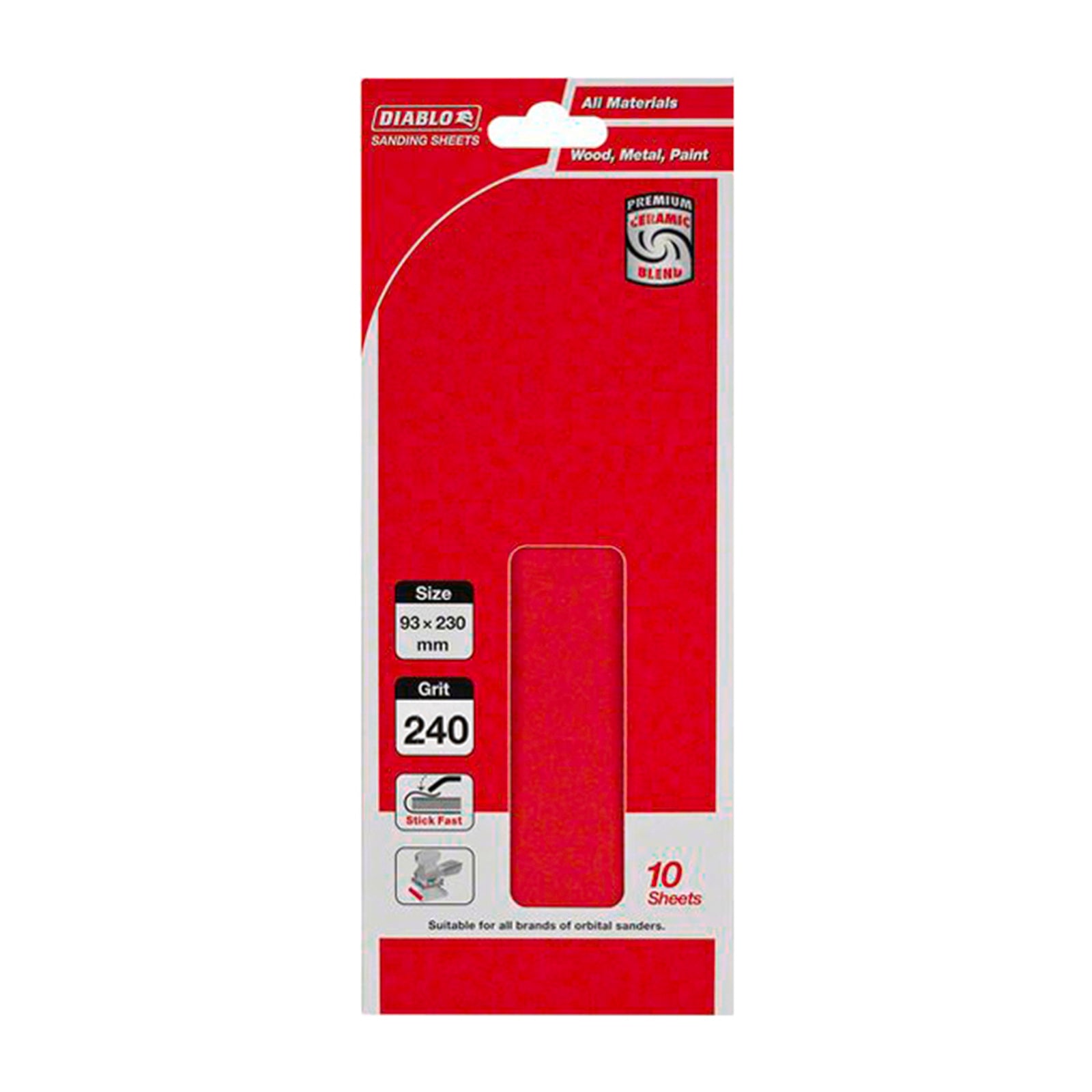 Diablo 93 x 230mm 240 Grit Abrasive Orbital Sanding Sheets - 10 Pack