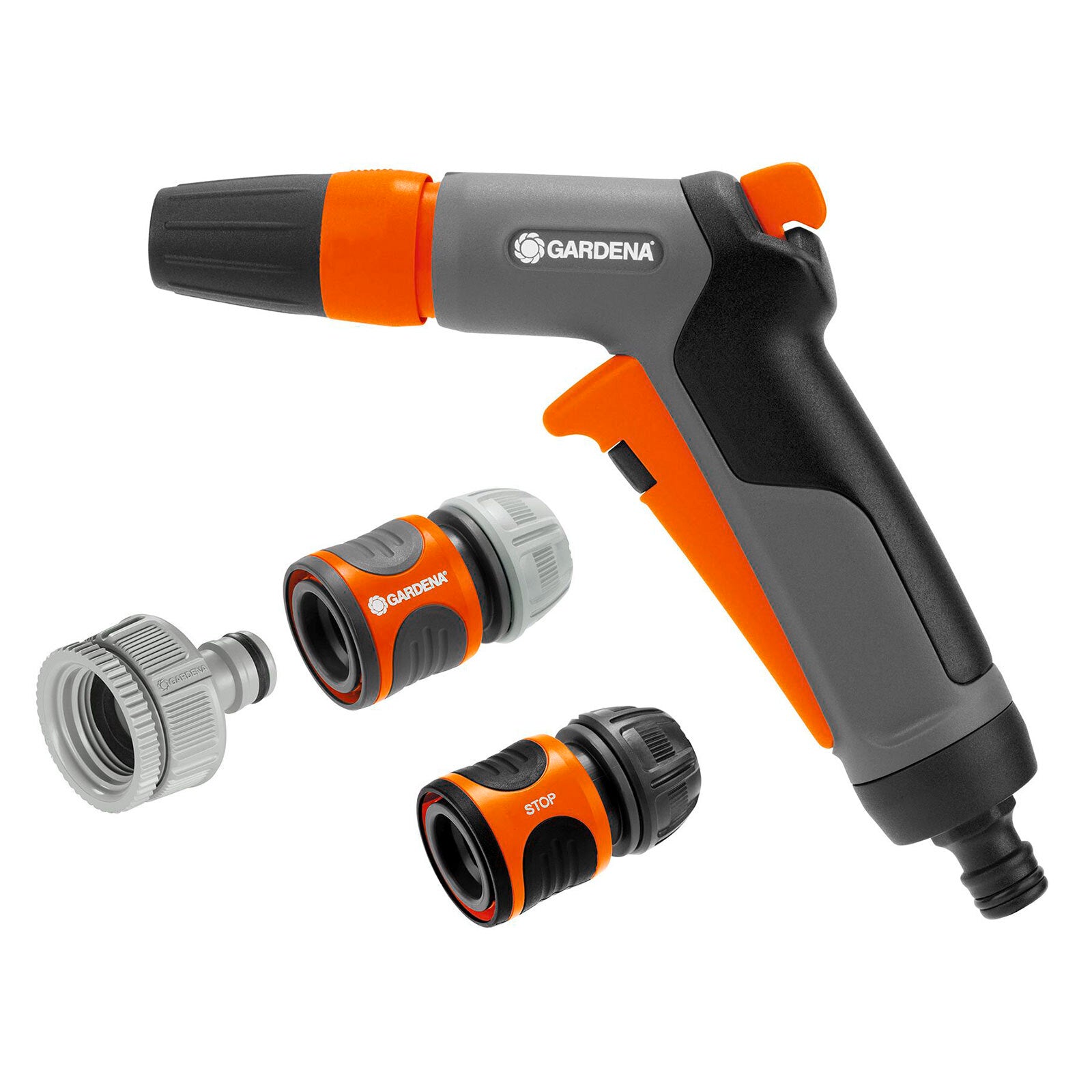 GARDENA 13mm Plastic Trigger Gun Nozzle Set 1000kPa Adjustable Spray Trigger Lock