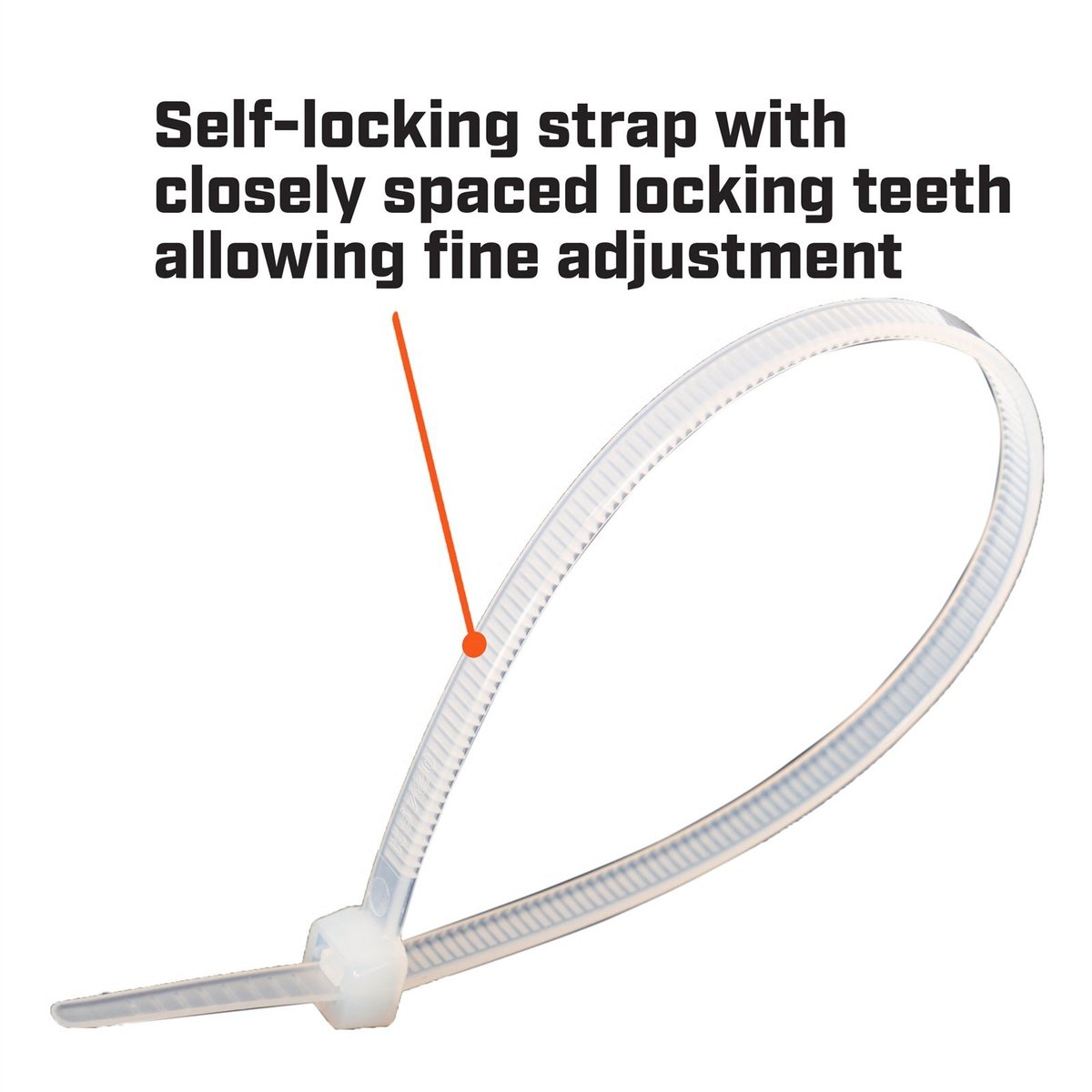 Crescent Cable Ties - 100mm x 2.5mm - Natural - 100 Pack - Nylon - Self-Locking - SuperSaverAU - view 3