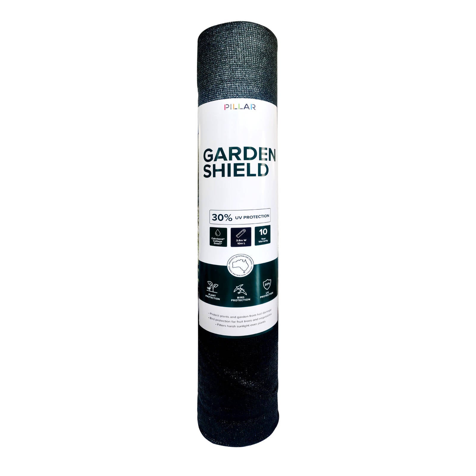 Pillar 3.66 x 10m Cottage Green 30% Shade Cloth, UV Block HDPE