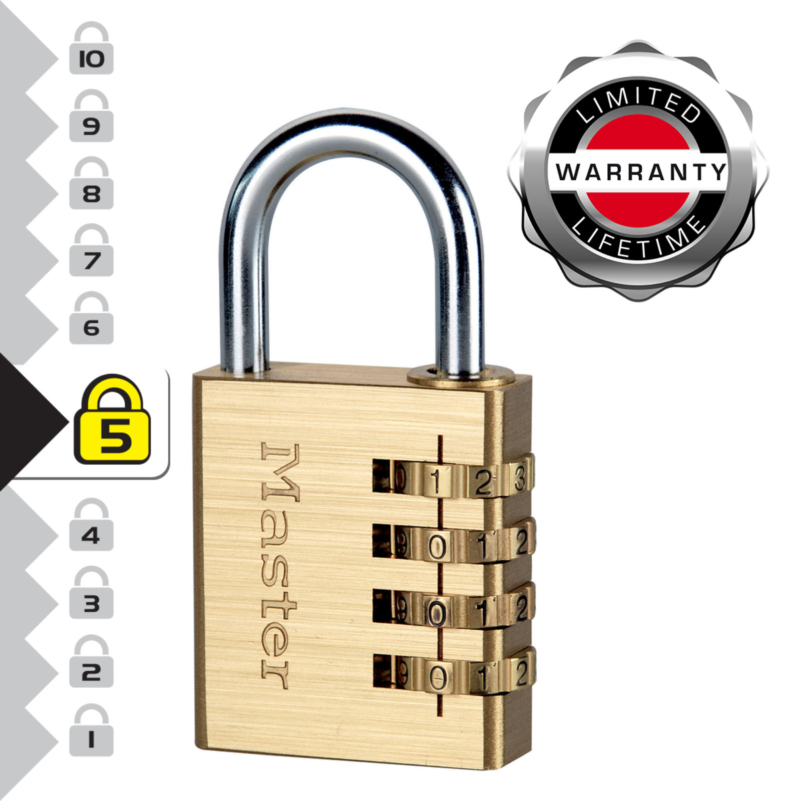 Master Lock 40mm Brass Finish Aluminium Combination Padlock