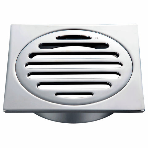 Kinetic 100mm Chrome Plated Brass Square Floor Grate, Shower Drain Cover
