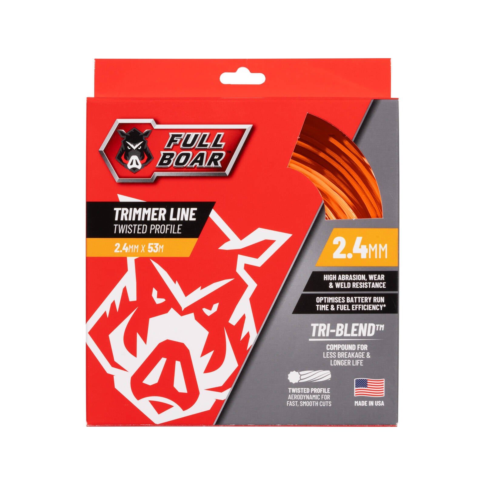 Full Boar 2.4mm x 53m Twisted Profile Trimmer Line - Whipper Snipper Cord