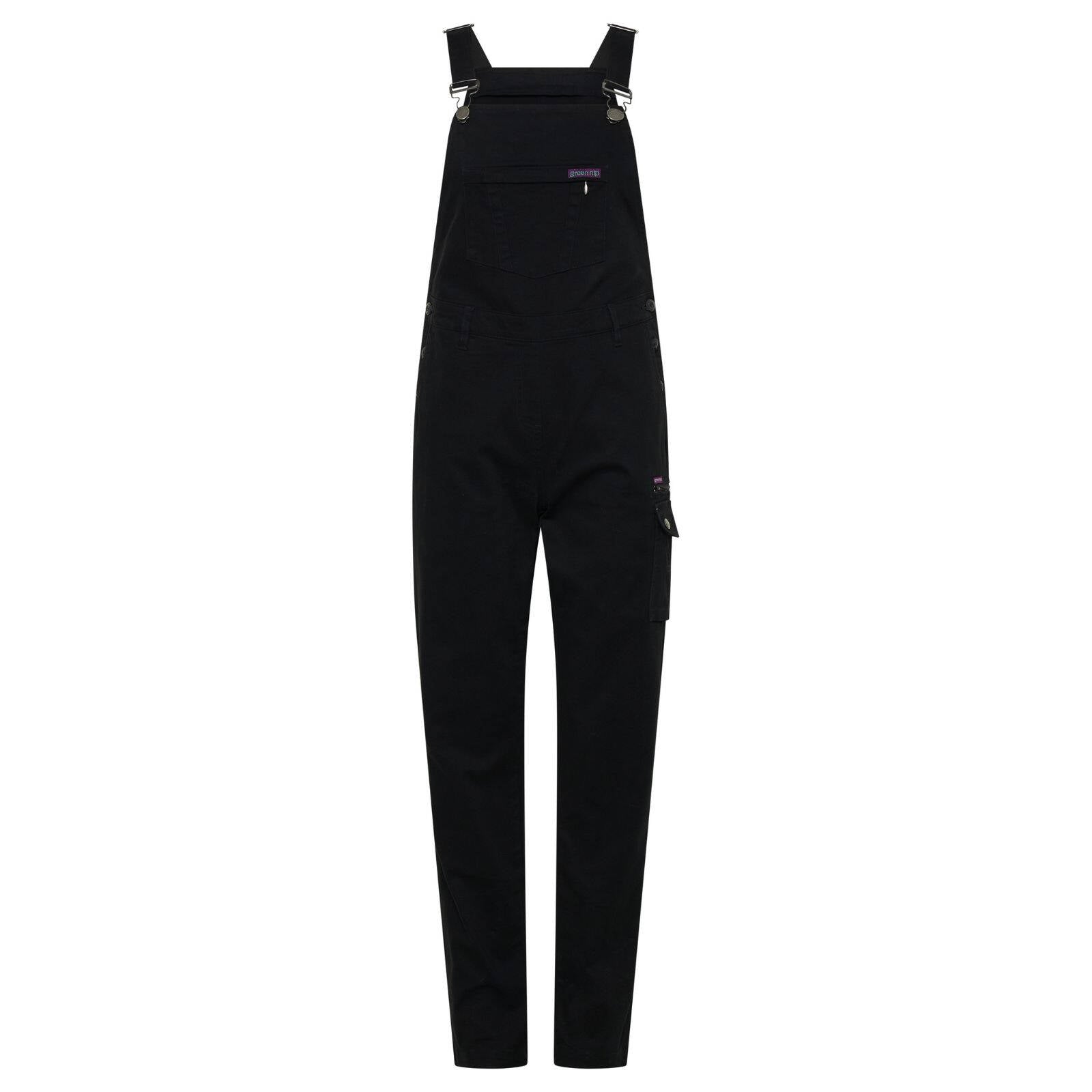Green Hip All Women Overalls Black Size 14 Cotton Stretch Adjustable Straps UPF 50+
