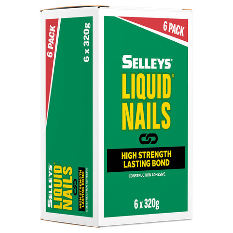 Selleys Liquid Nails Construction Adhesive 320g 6 Pack - High-Strength Synthetic Rubber