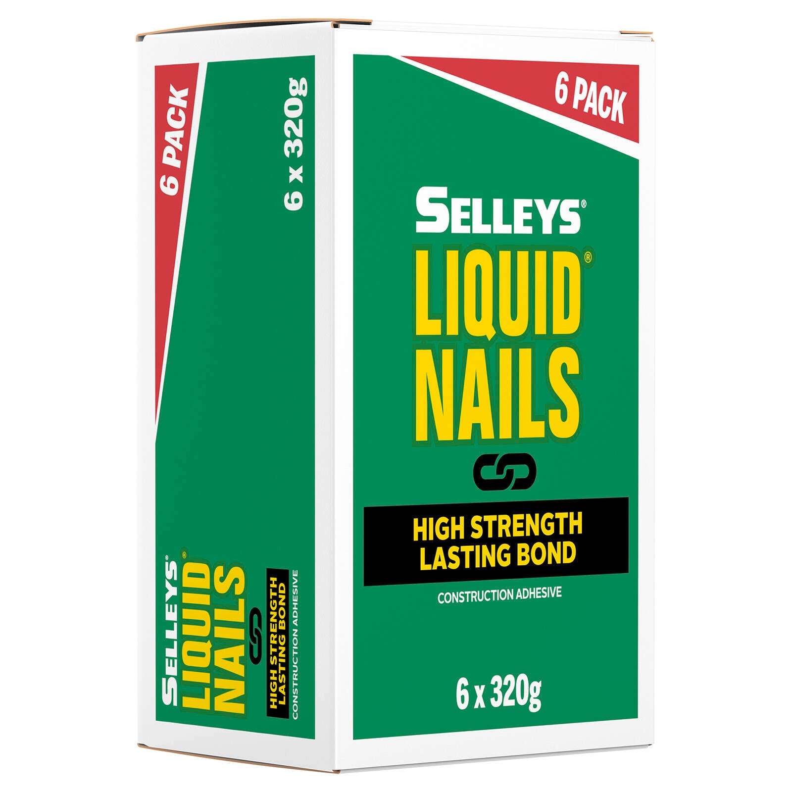 Selleys Liquid Nails Construction Adhesive 320g 6 Pack - High-Strength Synthetic Rubber