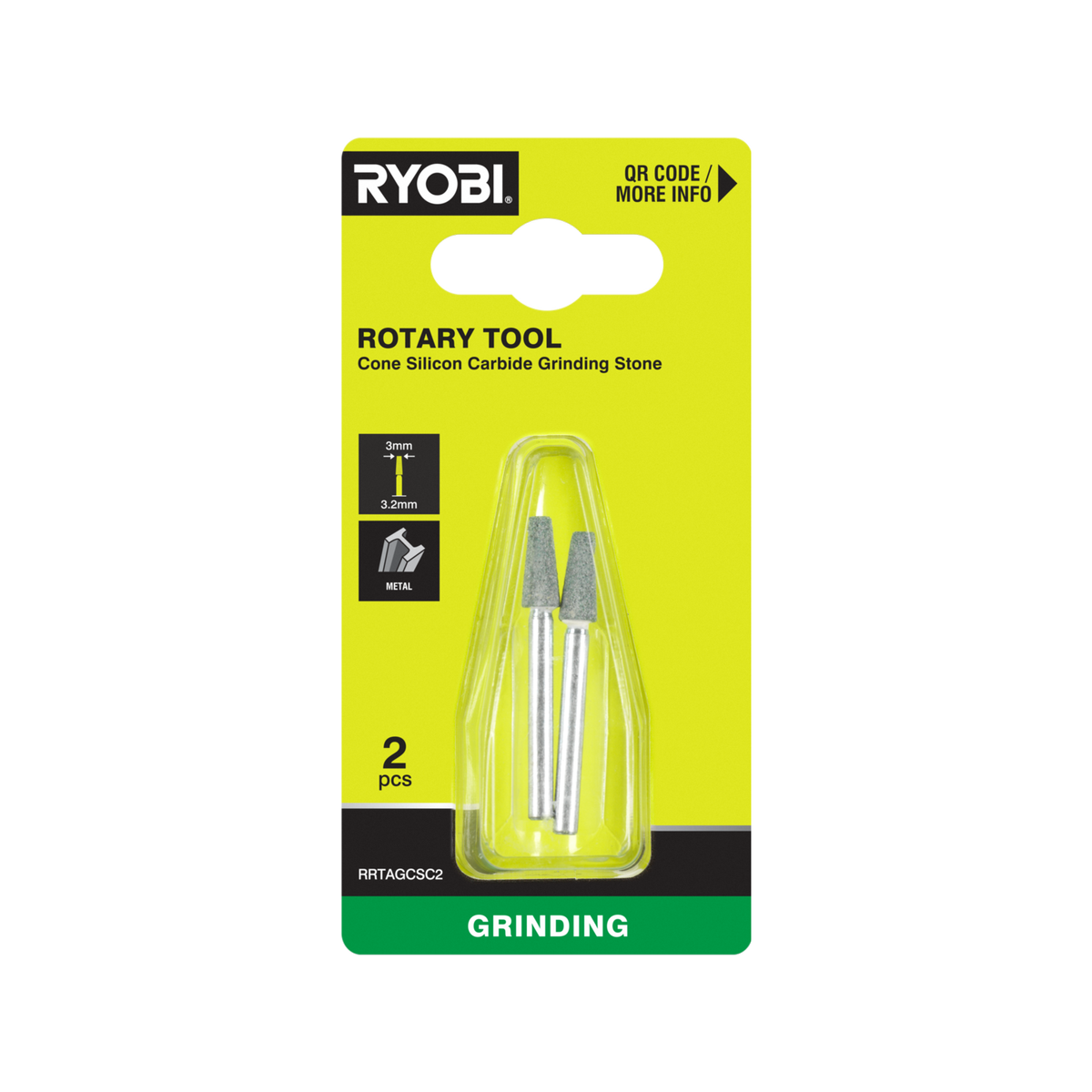 Ryobi 4.7mm Rotary Cone Silicon Carbide Grinding Stone - 2 Pack