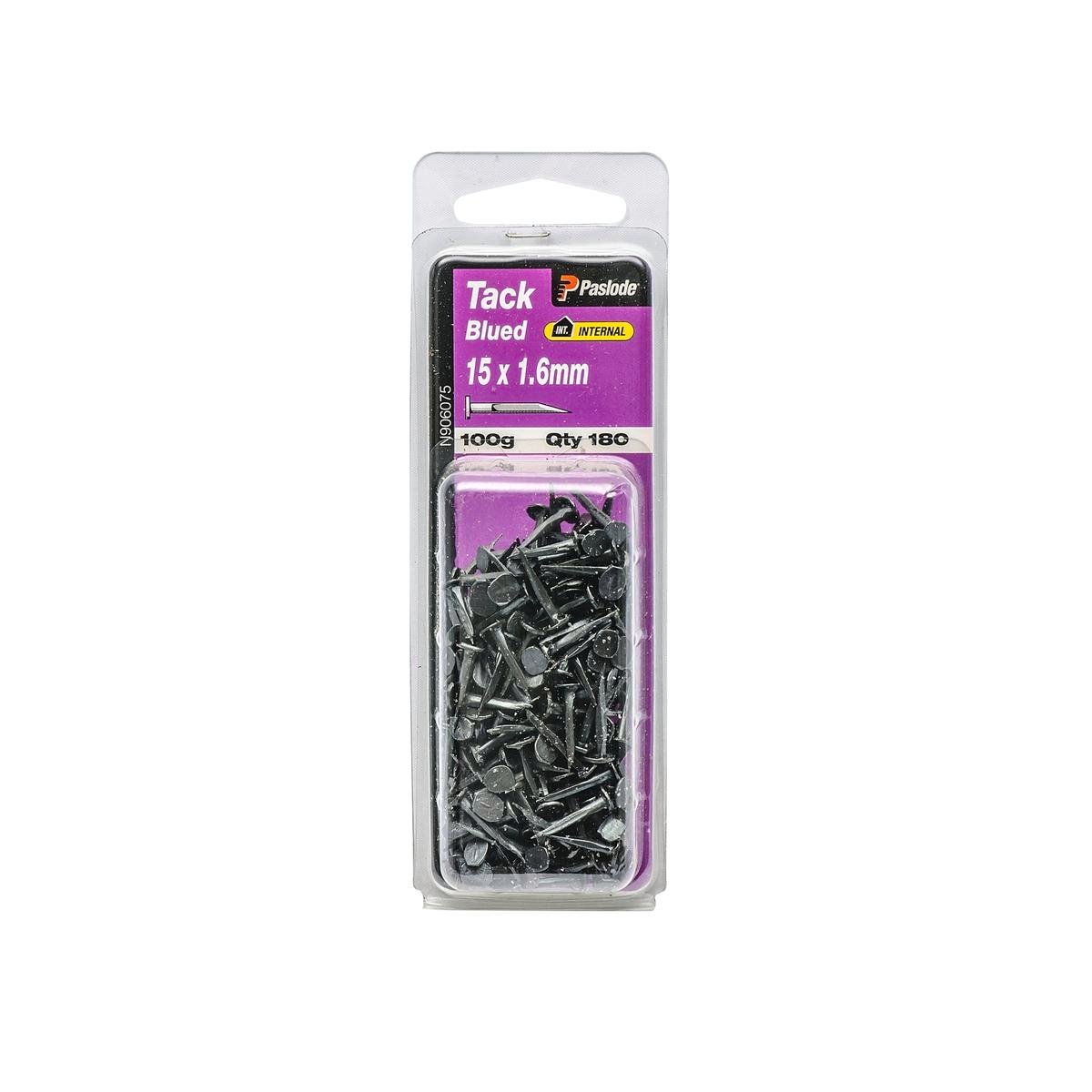 Paslode 15 x 1.6mm 100g Blued Steel Tack Nails - 180 Pack
