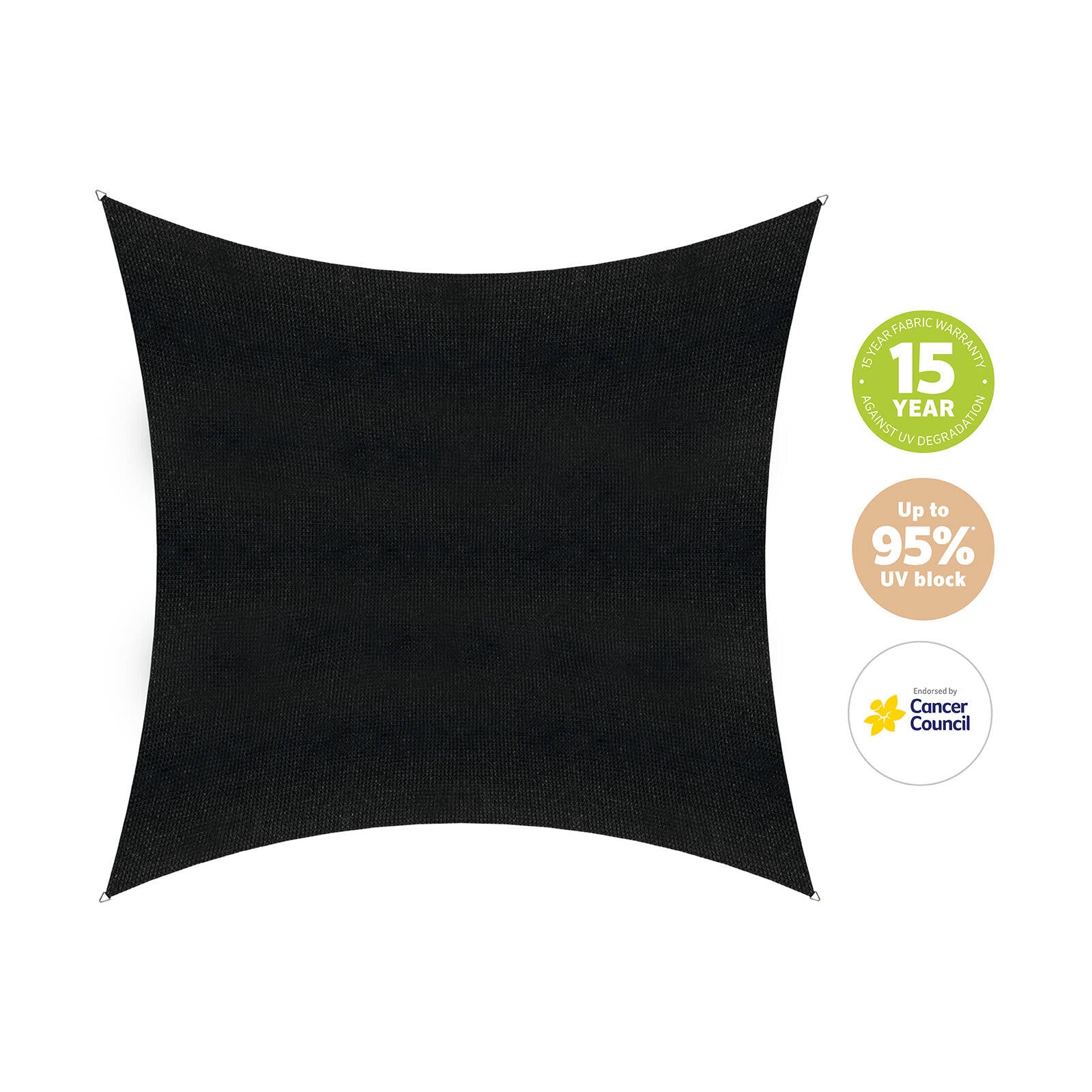 Coolaroo 5.4 x 5.4m Graphite Square Commercial Grade Shade Sail - 95% UV Block