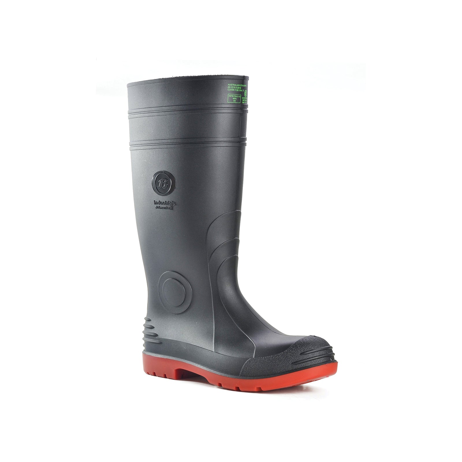 Bata Industrials Jobmaster Knee-Length Steel Cap Safety Gumboots, Men's UK Size 12, PVC, Water-Resistant, Black/Red