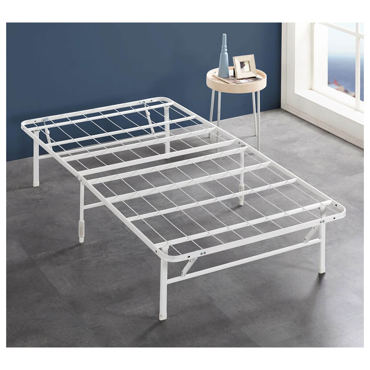 Zinus Single Smart Base Folding Bed Frame - Beige Steel, 33cm Under-Bed Clearance - AU-SBBK-14BG-S