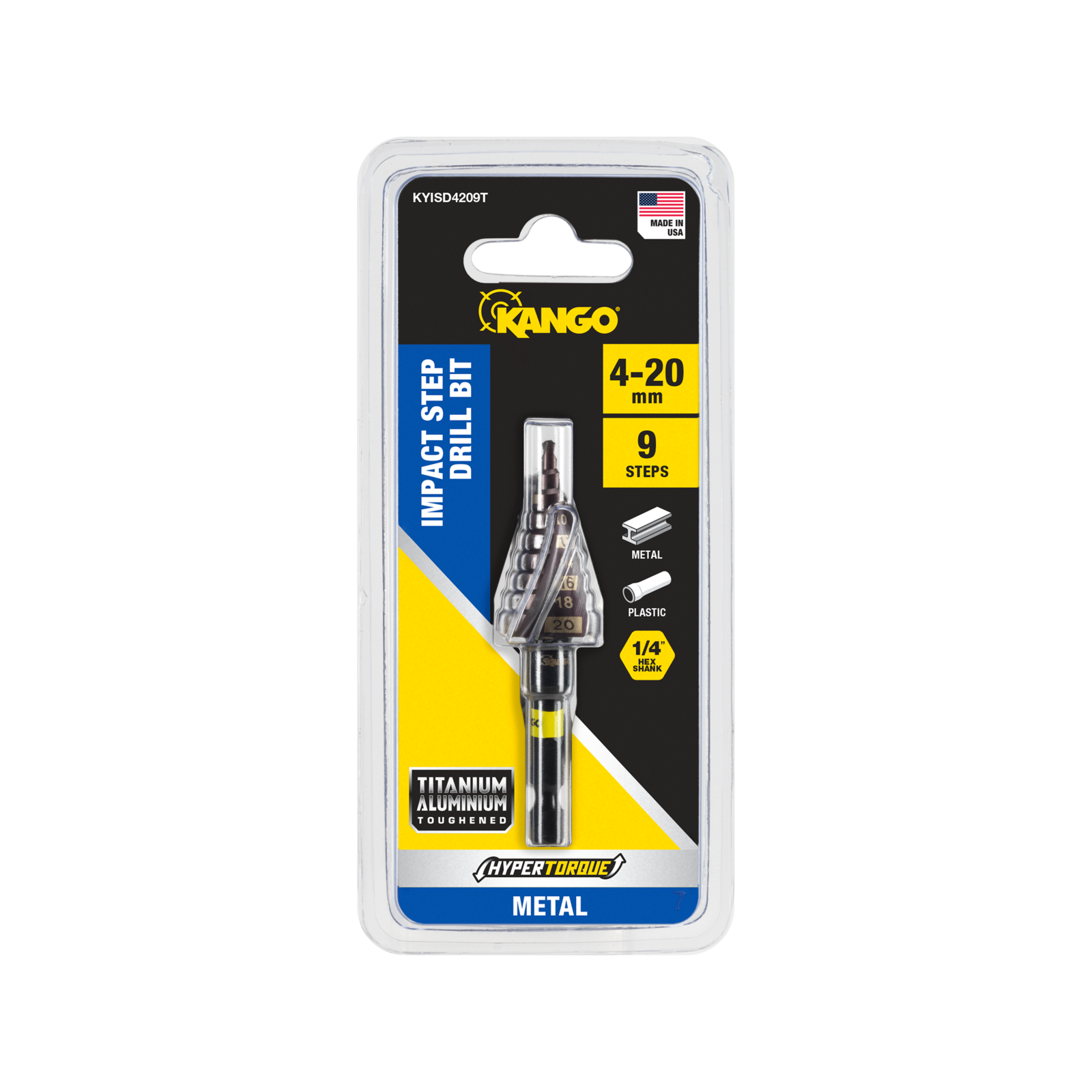 Kango 4-20mm 9-Step Hypertorque Impact Step Drill Bit