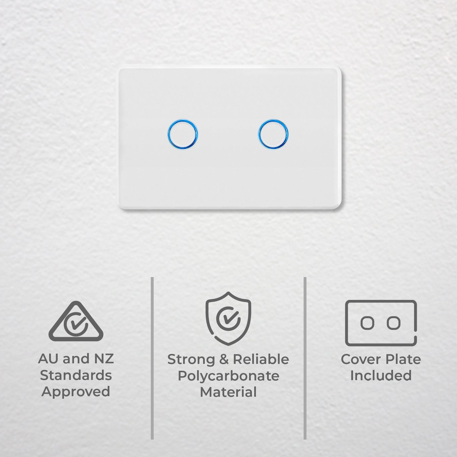 DETA 2 Gang Touch Activated Light Switch, 250V 6912B