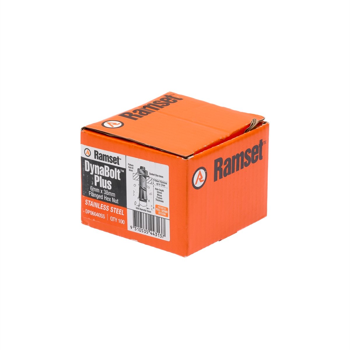 Ramset Stainless Steel Hex Nut Dynabolt 6 x 40mm 100 Pack - SuperSaverAU - view 2