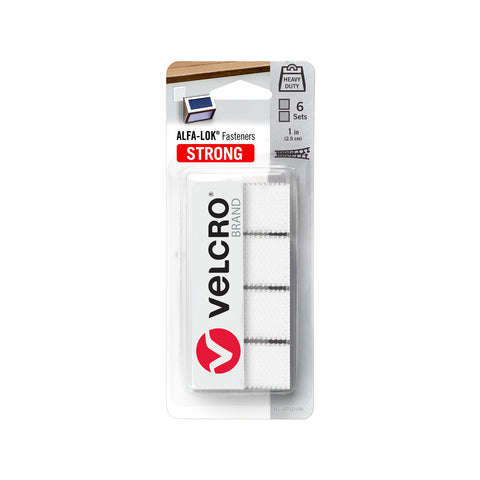 Velcro Brand 25mm White Alfa-Lok Squares 6 Pack