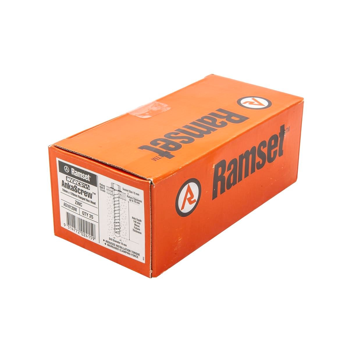 Ramset Ankascrew 10 x 120mm Zinc Masonry Anchor 25 Box - SuperSaverAU - view 1