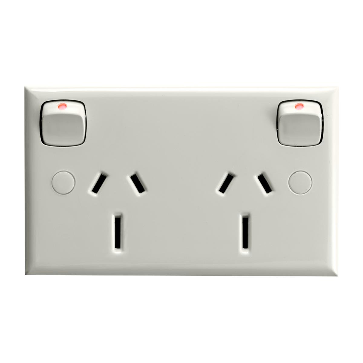 HPM 15A Double Powerpoint, White ABS, 114mm, 240V, Surface Mount, Indoor