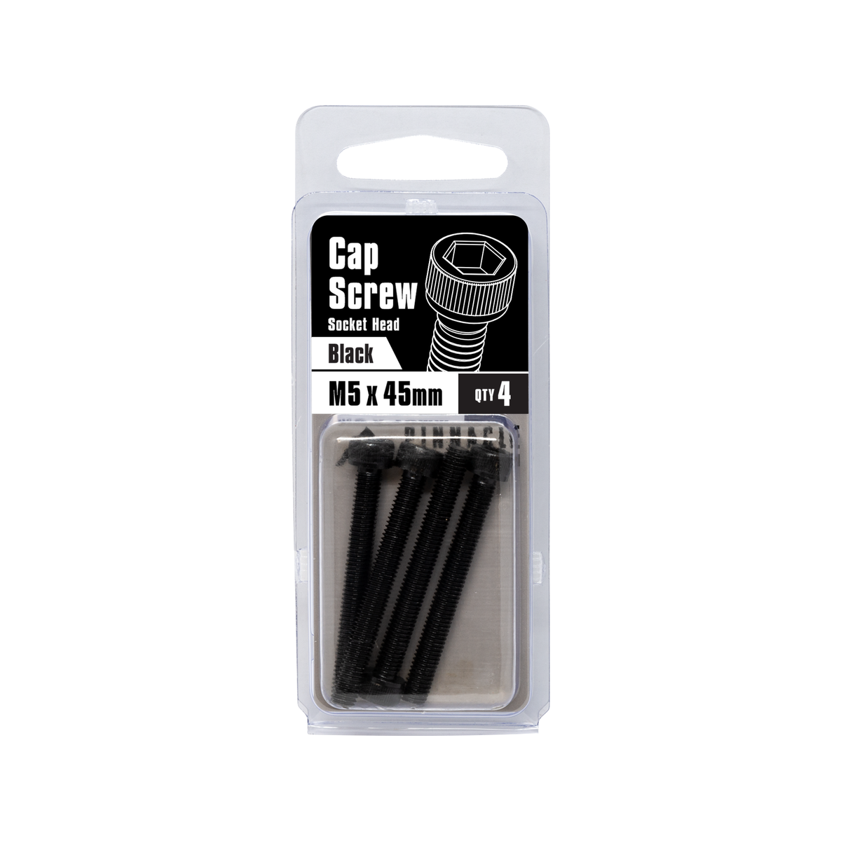 Pinnacle M5 x 45mm Steel Black Oxide Socket Head Cap Screw 4 Pack