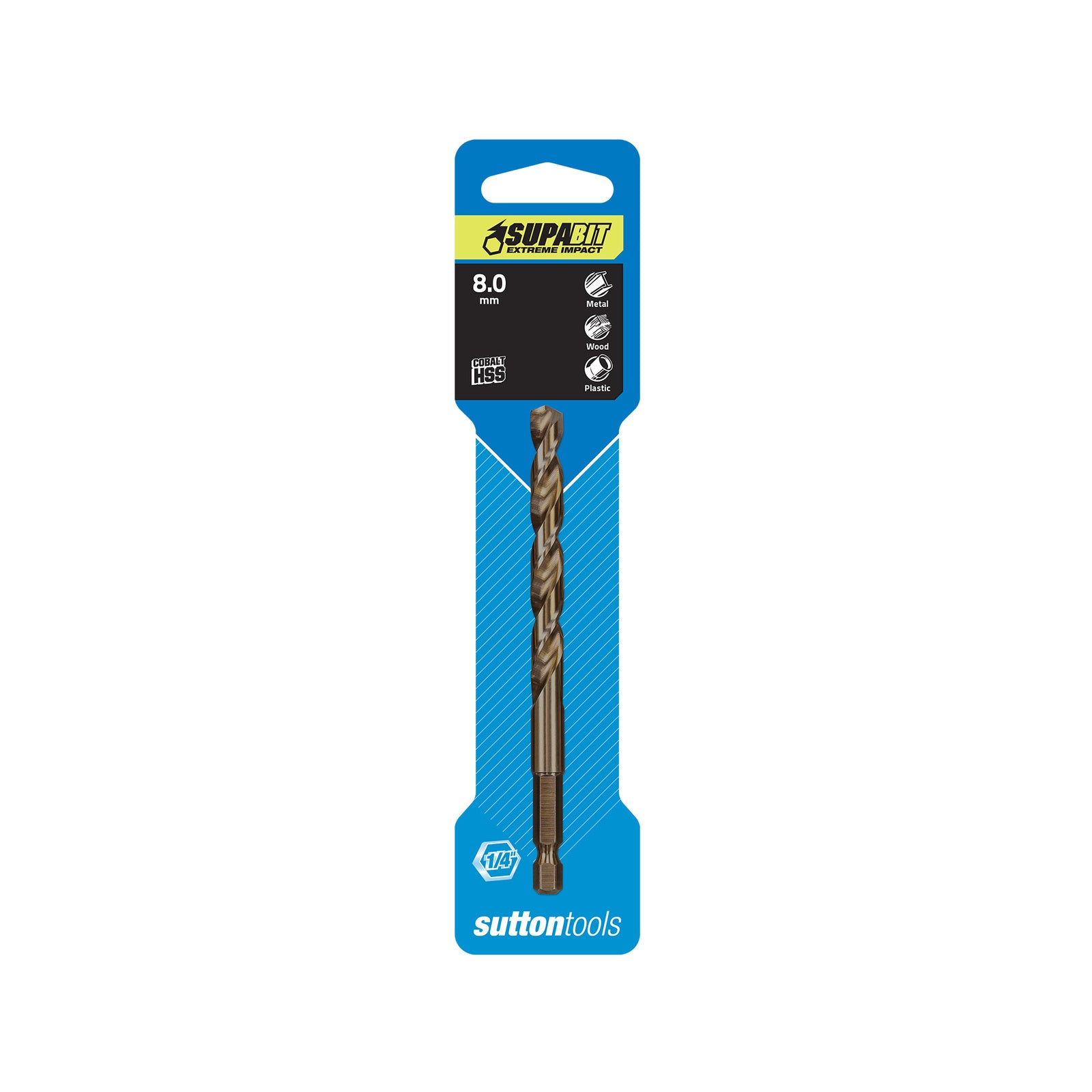Sutton Tools 8mm Supabit Impact Drill Bit HSS Co for Metal, Timber & Plastic