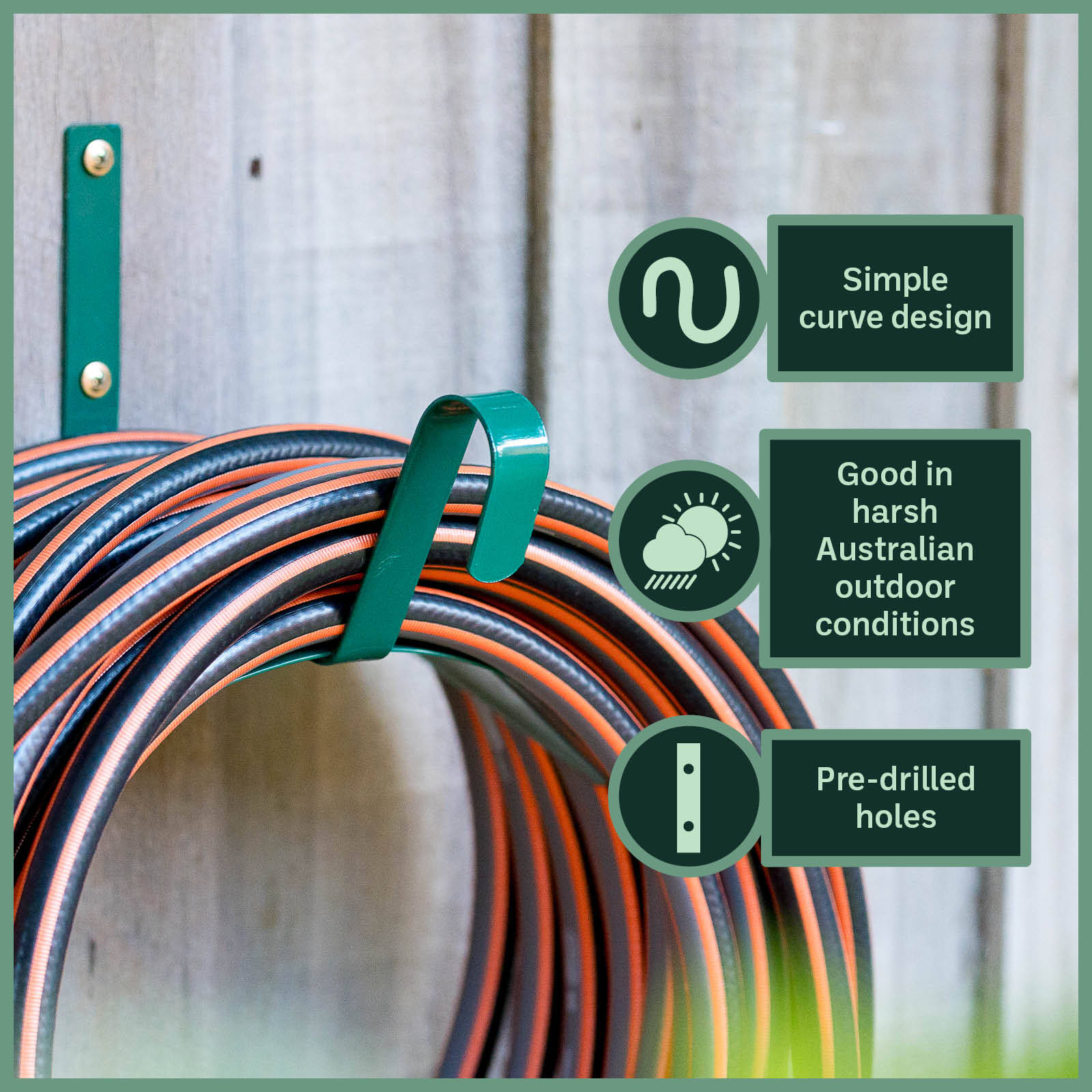 Garden Zen Green Steel Hose Tidy Wall Mount, 50m 12mm Hose Capacity Outdoor