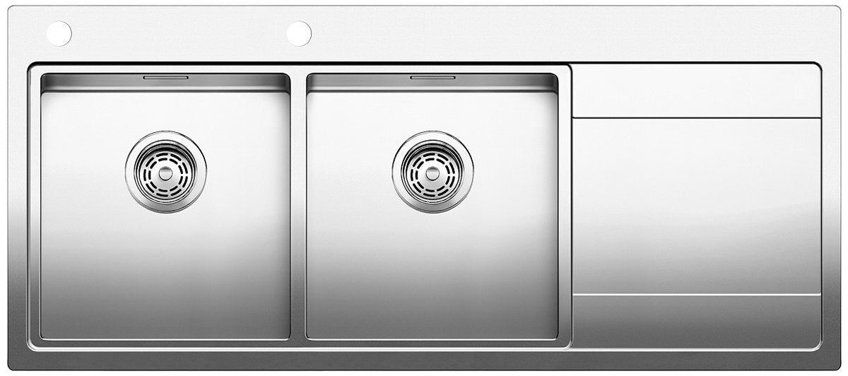 Blanco DIVON double bowl sink - right hand drainer, 1160mm wide, 18/10 surgical grade steel - DIVON8SLK5