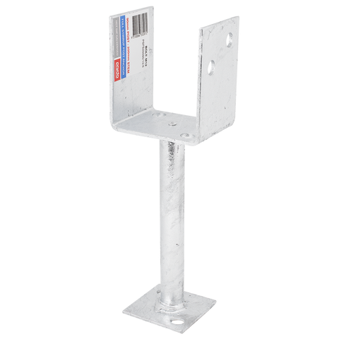 Pryda 200 x 90mm M10 Full Stirrup Post Anchor, Galvanised Steel