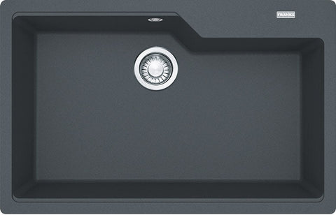 Franke Fragranite Single Bowl Topmount Sink - Onyx Black, 67L Bowl, Hidden Overflow - UBG610-78ON