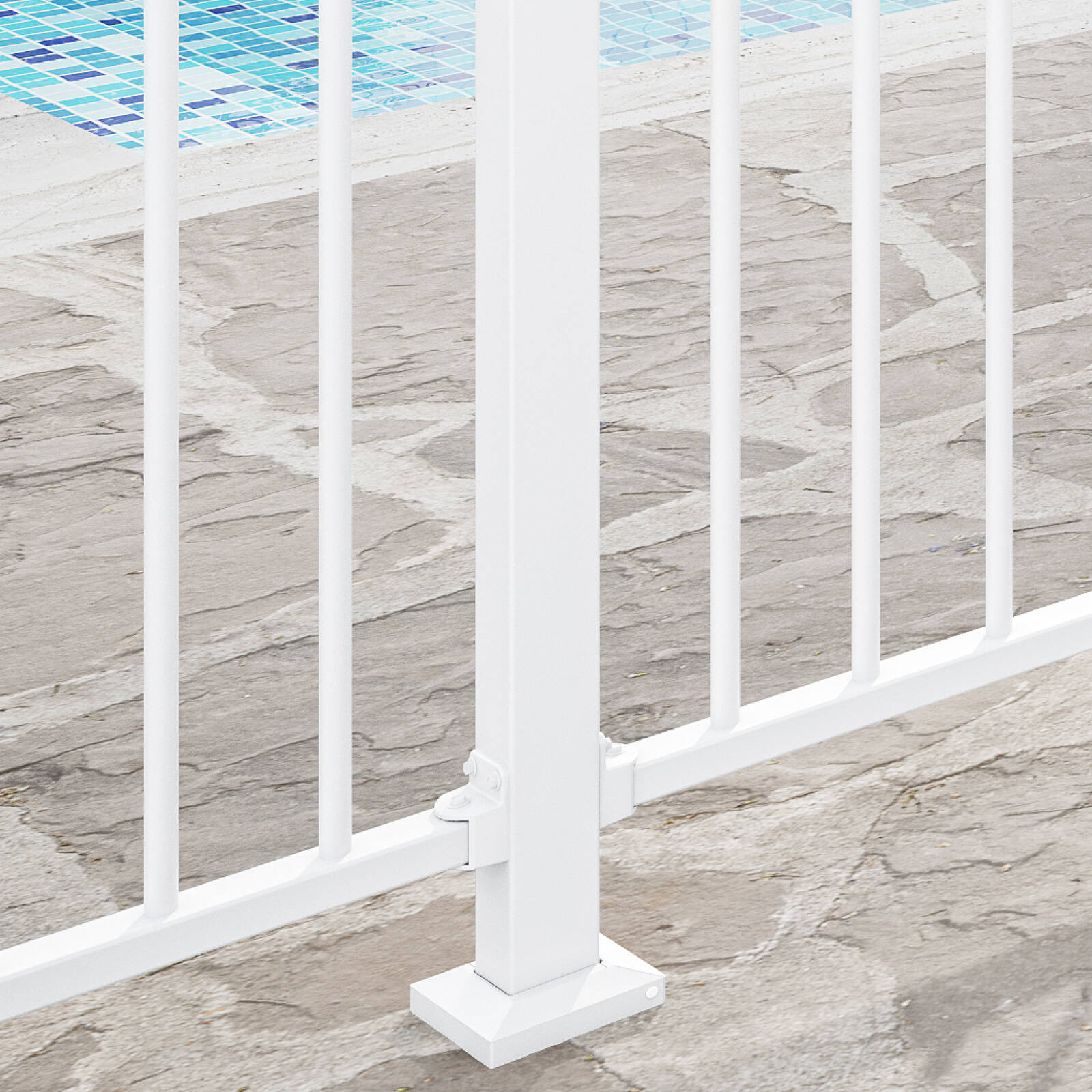 ProtectorAl Pearl White Aluminium Pool & Garden Fence Panel Brackets 38 x 25mm - 4 Pack